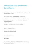 Public Adjuster Exam Questions With Correct Answers