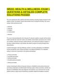 NR222- HEALTH & WELLNESS- EXAM 1 QUESTIONS & DETAILED COMPLETE SOLUTIONS PASSED
