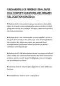 FUNDAMENTALS OF NURSING II FINAL PAPER&NewLine;2026 COMPLETE QUESTIONS AND ANSWERS&NewLine;FULL SOLUTION GRADED A&plus;&NewLine;