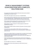 VEHICLE MANAGEMENT SYSTEMS EXAM QUESTIONS WITH COMPLETE SOLUTIONS 2026