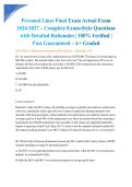 Personal Lines Final Exam Actual Exam 2026&sol;2027 &ndash; Complete Exam-Style Questions with Detailed Rationales &vert; 100&percnt; Verified &vert; Pass Guaranteed &ndash; A&plus; Graded&NewLine;&NewLine;