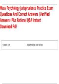 Mass Psychology Jurisprudence Practice Exam Questions and Answers Verified Solutions