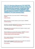 WGU C215 Operations Management PVDC MIDTERM &NewLine;Updated Exam 2026 WITH Recent Newest Verified And &NewLine;Well Analyzed Exam Questions  &lpar;Actual Exam 2026&NewLine;2027&rpar; Correct Detailed & Verified ANSWERS &lpar;100&percnt; &NewLine;Accurate Solutions&rpar; ALREADY GRADED A&plus;&vert;&vert;NEWEST &NewLine;VERSION Of