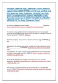 Michigan Electrical Sign Contractor License Practice &NewLine;Updated Exam 2026 WITH Recent Newest Verified And &NewLine;Well Analyzed Exam Questions  &lpar;Actual Exam 2026&NewLine;2027&rpar; Correct Detailed & Verified ANSWERS &lpar;100&percnt; &NewLine;Accurate Solutions&rpar; ALREADY GRADED A&plus;&vert;&vert;NEWEST &NewLine;V