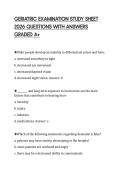 GERIATRIC EXAMINATION STUDY SHEET&NewLine;2026 QUESTIONS WITH ANSWERS&NewLine;GRADED A&plus;