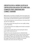 GERONTOLOGICAL NURSING ELIOPOULOS&NewLine;CERTIFICATION EVALUATION TEST PAPER 2026&NewLine;COMPLETE STUDY QUESTIONS WITH&NewLine;CORRECT ANSWERS