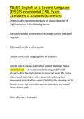 TExES English as a Second Language &lpar;ESL&rpar; Supplemental &lpar;154&rpar; Exam Questions & Answers &lpar;Grade A&plus;&rpar;&period;docx&NewLine;&NewLine;
