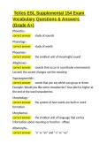 TeXes ESL Supplemental 154 Exam Vocabulary Questions & Answers &lpar;Grade A&plus;&rpar;&period;docx&NewLine;&NewLine;
