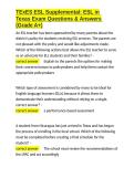 TExES ESL Supplemental ESL in Texas Exam Questions & Answers &lpar;Grade A&plus;&rpar;&period;docx&NewLine;&NewLine;