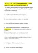 TEXES ESL Certification Review Exam Questions & Answers &lpar;Grade A&plus;&rpar;&period;docx&NewLine;&NewLine;