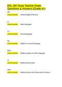 TExES Supplemental 154 ESL Exam Package Deal With Complete Solutions 