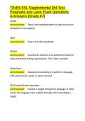 TExES ESL Supplemental 154 Test Programs and Laws Exam Questions & Answers &lpar;Grade A&plus;&rpar;&period;docx&NewLine;&NewLine;