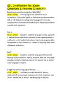 ESL Certification Test Exam Questions & Answers &lpar;Grade A&plus;&rpar;&period;docx&NewLine;&NewLine;