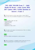 NSG 4100&sol; NSG4100 Exam 2 &ndash; Adult Health III Review &vert; Galen &lpar;Latest 2026&sol; 2027 Update&rpar; 100&percnt; Verified Questions & Answers &vert; Grade A