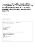 Personal Lines FINAL EXAM  &lpar;2026&rpar; ACTUAL EXAM &lpar;TESTING REAL EXAM QUESTIONS&rpar; AND VERIFIED ANSWERS &lpar;MULTIPLE CHOICES&rpar; &vert;COMPLETE SOLUTIONS &vert;A&plus; GRADED &vert;100&percnt; CORRECT&excl;&excl;