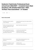 Guidewire ClaimCenter Professional Exam Actual Exam 2026&sol;2027 &ndash; Complete Exam-Style Questions with Detailed Rationales &vert; 100&percnt; Verified &vert; Pass Guaranteed &ndash; A&plus; Graded