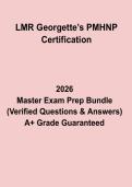 PMHNP Certification Exam Practice Questions & Answers &lpar;2026&rpar; &vert; Georgette Review Study Guide