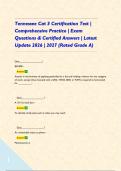 Tennessee Cat 3 Certification Test &vert; Comprehensive Practice &vert; Exam Questions & Certified Answers &vert; Latest Update 2026 &vert; 2027 &lpar;Rated Grade A&rpar;&NewLine;&NewLine;
