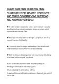 GUARD CARD FINAL EXAM 2026 FINAL&NewLine;ASSESSMENT PAPER SECURITY OPERATIONS&NewLine;AND ETHICS COMPREHENSIVE QUESTIONS&NewLine;AND ANSWERS VERIFIED A&plus;