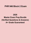 PHR 946 Block 2 Exam Study Guide &vert; Questions & Answers Revision PDF