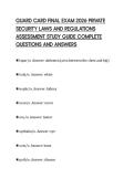 GUARD CARD FINAL EXAM 2026 PRIVATE&NewLine;SECURITY LAWS AND REGULATIONS&NewLine;ASSESSMENT STUDY GUIDE COMPLETE&NewLine;QUESTIONS AND ANSWERS&NewLine;