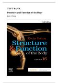 Test Bank &mdash; Structure and Function of the Body&comma; 16th Edition &lpar;Patton&comma; 2020&rpar;&comma; Chapters 1&ndash;22 &vert; ISBN 9780323597791 &vert; All Chapters Covered