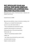 HCV SPECIALIST EXAM 2026&NewLine;ACTUAL TEST BANK COMPLETE&NewLine;QUESTIONS AND ANSWERS FULL&NewLine;SOLUTION PRACTICE GUIDE