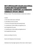 HCV SPECIALIST EXAM 2026 FINAL&NewLine;PAPER SOLVED QUESTIONS&NewLine;VERIFIED ANSWERS 100 PERCENT&NewLine;CORRECT STUDY SHEET&NewLine;