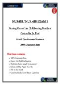 NUR 418 Exam 1 &vert; Nursing Care of the Childbearing Family &vert; Verified Questions & Answers