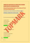 AMERICAN ASSOCIATION OF NURSE PRACTITIONERS &NewLine;&lpar;AANP&rpar; PRACTICE EXAMINATION 2026 &NewLine;Advanced Clinical Knowledge&comma; Diagnosis&comma; Pharmacology&comma; and Primary &NewLine;Care Decision-Making Assessment &NewLine;Examination Level&colon; Nurse Practitioner Certification Readiness &NewLine;SPRING S