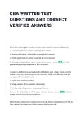 CNA WRITTEN TEST &NewLine;QUESTIONS AND CORRECT &NewLine;VERIFIED ANSWERS 