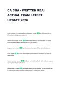 CA CNA - WRITTEN REAI &NewLine;ACTUAL EXAM LATEST &NewLine;UPDATE 2026 