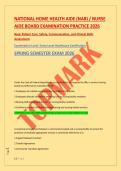 NATIONAL HOME HEALTH AIDE &lpar;NAB&rpar; &sol; NURSE &NewLine;AIDE BOARD EXAMINATION PRACTICE 2026 &NewLine;Basic Patient Care&comma; Safety&comma; Communication&comma; and Clinical Skills &NewLine;Assessment &NewLine;Examination Level&colon; Entry-Level Healthcare Certification &NewLine;SPRING SEMESTER EXAM 2026 