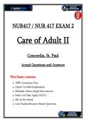 NUR 417 Exam 2 &vert; Care of Adult II &vert; Verified Nursing Questions & Answers