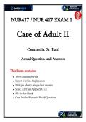 NUR 417 Exam 1 &vert; Care of Adult II &vert; Verified Nursing Questions & Answers