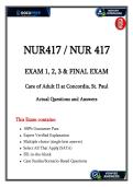 NUR 417 Complete Exam Pack &vert; Care of Adult II &vert; Verified Nursing Questions & Answers