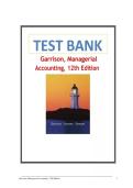 Test Bank for Garrison&comma; Managerial Accounting&comma; 12th Edition Latest Verified Review 2024 Practice Questions and Answers for Exam Preparation&comma; 100&percnt; Correct with Explanations&comma; Highly Recommended&comma; Download to Score A&plus;&NewLine;