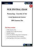  NUR 378 Final Exam &vert; Pharmacology Comprehensive Review &vert; Verified Nursing Questions & Answers