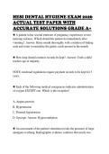 HESI DENTAL HYGIENE EXAM 2026&NewLine;ACTUAL TEST PAPER WITH&NewLine;ACCURATE SOLUTIONS GRADE A&plus;