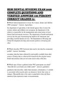 HESI DENTAL HYGIENE EXAM 2026&NewLine;COMPLETE QUESTIONS AND&NewLine;VERIFIED ANSWERS 100 PERCENT&NewLine;CORRECT GRADED A&plus;
