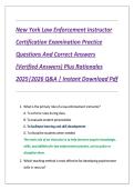 New York Law Enforcement Instructor &NewLine;Certification Examination Practice &NewLine;Questions And Correct Answers &NewLine;&lpar;Verified Answers&rpar; Plus Rationales &NewLine;2025&vert;2026 Q&A &vert; Instant Download Pdf