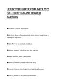 HESI DENTAL HYGIENE FINAL PAPER 2026&NewLine;FULL QUESTIONS AND CORRECT&NewLine;ANSWERS&NewLine;