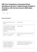 HBI Core Competency Assessment Exam Questions & Answers &vert; Latest Already Graded A&plus;   &vert;Questions with Correct Answers 2026 latest update&excl;&excl; 