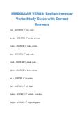 IRREGULAR VERBS&colon; English Irregular &NewLine;Verbs Study Guide with Correct &NewLine;Answers 