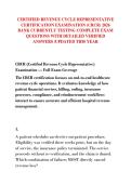 CERTIFIED REVENUE CYCLE REPRESENTATIVE &NewLine;CERTIFICATION EXAMINATION &lpar;CRCR&rpar; 2026 &NewLine;BANK CURRENTLY TESTING COMPLETE EXAM &NewLine;QUESTIONS WITH DETAILED VERIFIED &NewLine;ANSWERS &sol;UPDATED THIS YEAR