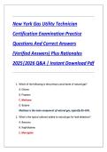 New York Gas Utility Technician &NewLine;Certification Examination Practice &NewLine;Questions And Correct Answers &NewLine;&lpar;Verified Answers&rpar; Plus Rationales &NewLine;2025&vert;2026 Q&A &vert; Instant Download Pdf