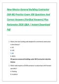 New Mexico General Building Contractor &NewLine;&lpar;GB-98&rpar; Practice Exam 100 Questions And &NewLine;Correct Answers &lpar;Verified Answers&rpar; Plus &NewLine;Rationales 2026 Q&A &vert; Instant Download &NewLine;Pd