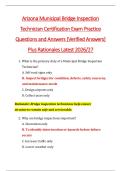 Arizona Municipal Bridge Inspection &NewLine;Technician Certification Exam Practice &NewLine;Questions and Answers &lbrack;Verified Answers&rsqb; &NewLine;Plus Rationales Latest 2026&sol;27 