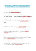 Soil Mechanics Final Exam Newest 2026 Questions &NewLine;and Correct Detailed Answers Already Graded A&plus; 