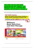 TEST BANK FOR WILLIAMS BASIC NUTRITION AND DIET THERAPY 16TH EDITION BY NIX ALL CHAPTERS WITH ANSWERS AND RATIONALES GRADED A&plus;